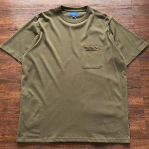 BEAMS Chest Back Pocket Solid Green Short Sleeves